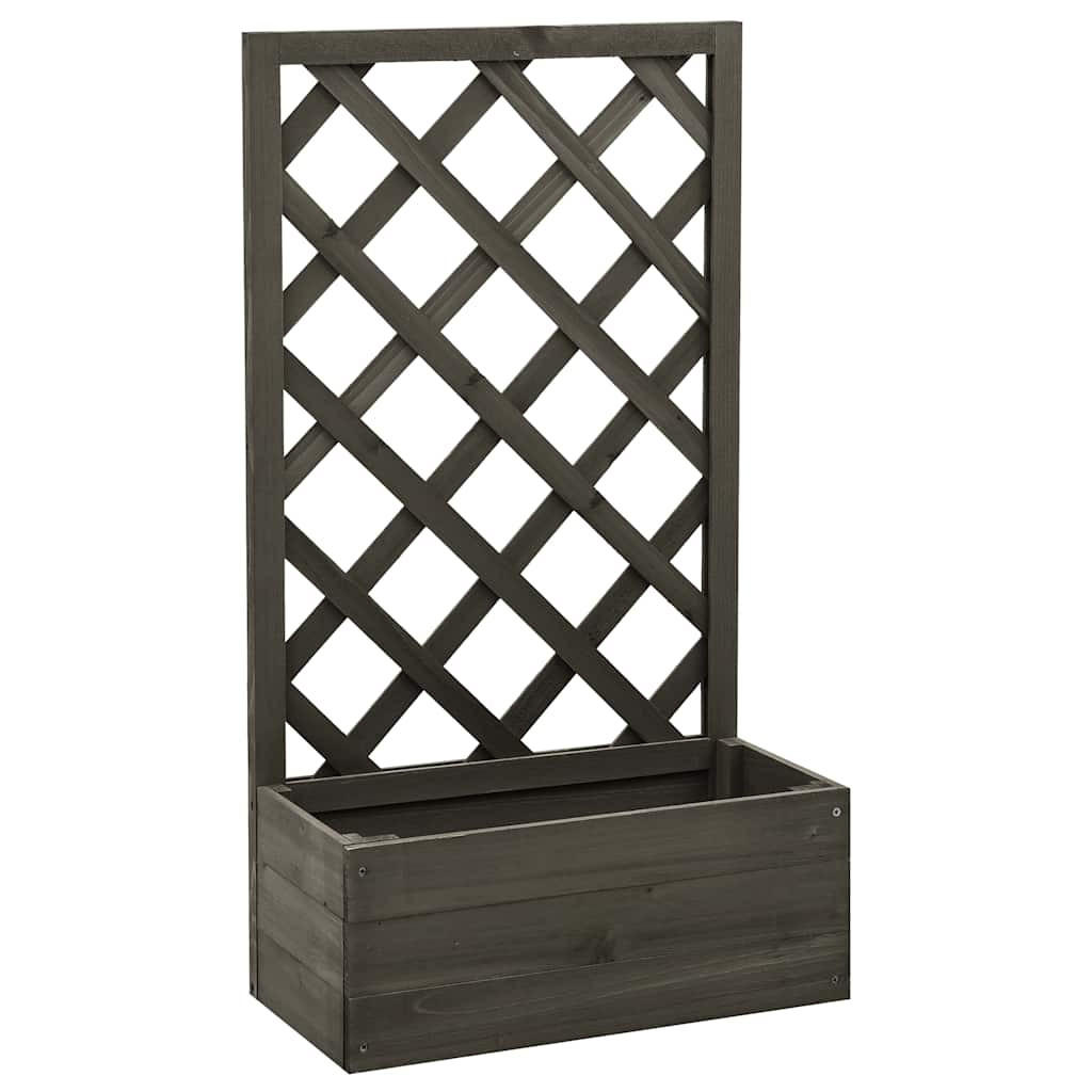 GARTEN-SPALIER mit Blumenkasten Grau 50x25x90 cm Tannenholz - Grau, Holz (50/90/25cm)