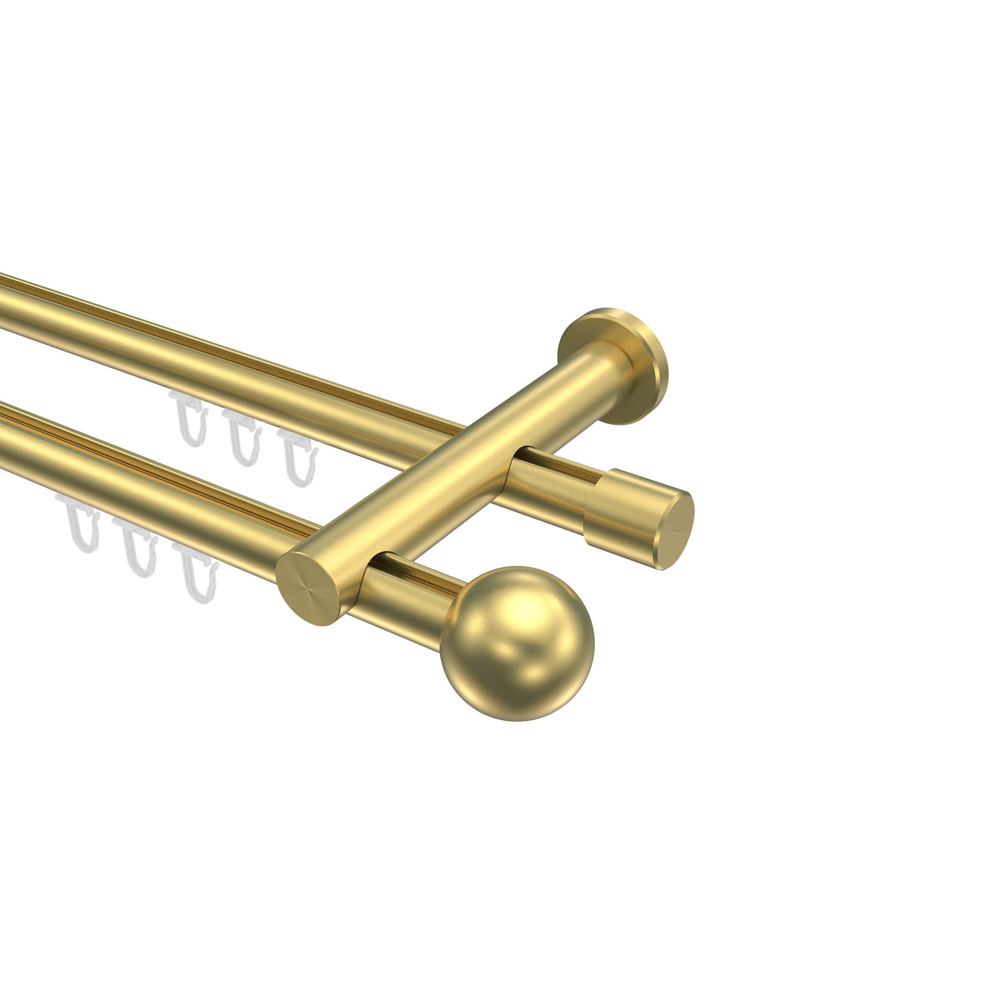 GARDINENSTANGE INNENLAUF Platon Luino 360 cm (geteilt in 2 x 180 cm), 2-läufig, 20 mm Ø Messing-Optik - Messingfarben, Metall (360cm) - INTERDECO