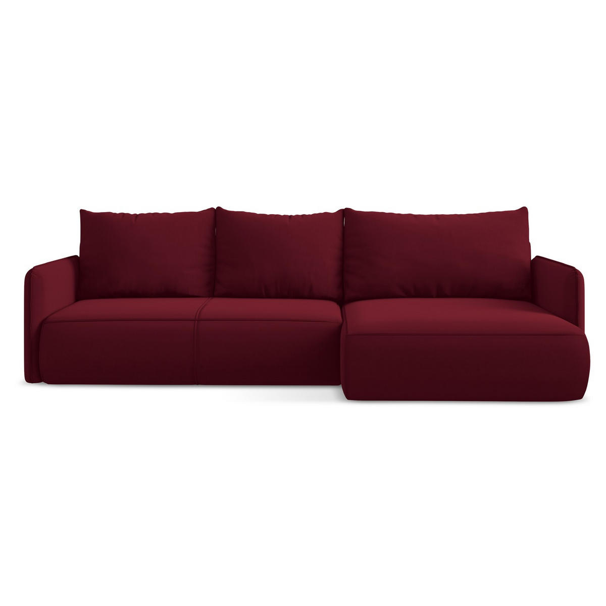 ECKSOFA mit Schlaffunktion Samt Stoff Rot - Bordeaux/Rot, Kunststoff/Textil (240/148cm) - LaMiaSofa