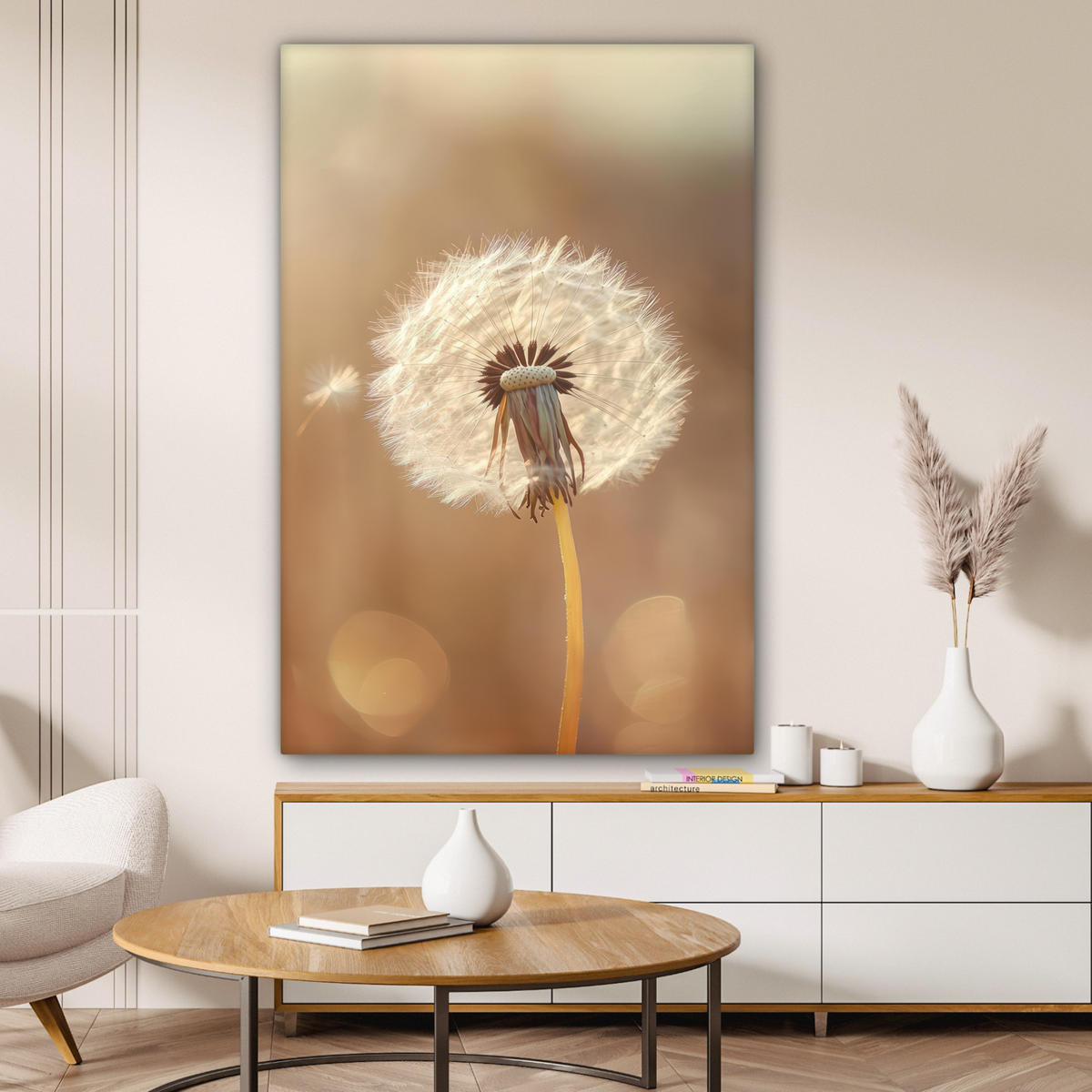 LEINWANDBILD Löwenzahn - Beige - Natur - Blume 90x140 cm - Hellbraun, Textil (90/140cm) - MuchoWow