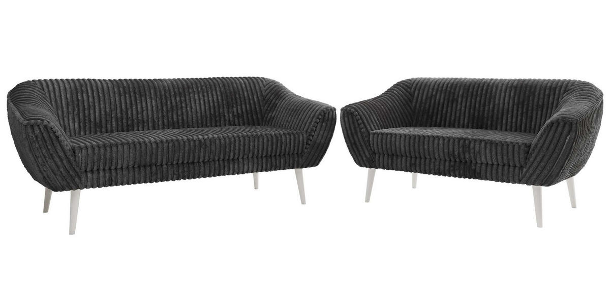 SEDACÍ SOUPRAVA 3+2 PIRS - Šedá Manšestr - Bílé nohy - šedá/bílá, kompozitní dřevo/textil (180/75/74cm) - MKS