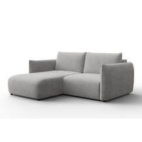ECKSOFA TAUER 3-Sitzer LINKS, Bouclé-Stoff hellgrau - Schwarz/Grau, Holz/Textil (173/206cm) - Courtois Laville