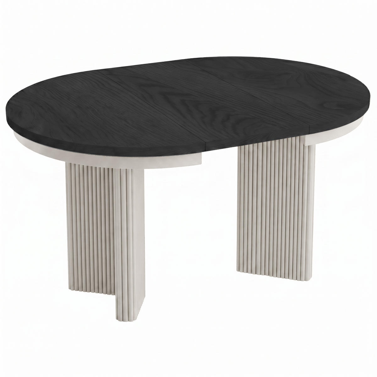 ESSTISCH Prestige runder Design-Tisch, ausziehbar Ø 100–180 cm, Schwarz+Kaschmir - Kaschmir/Schwarz, Metall (100/100/77cm) - Beautysofa