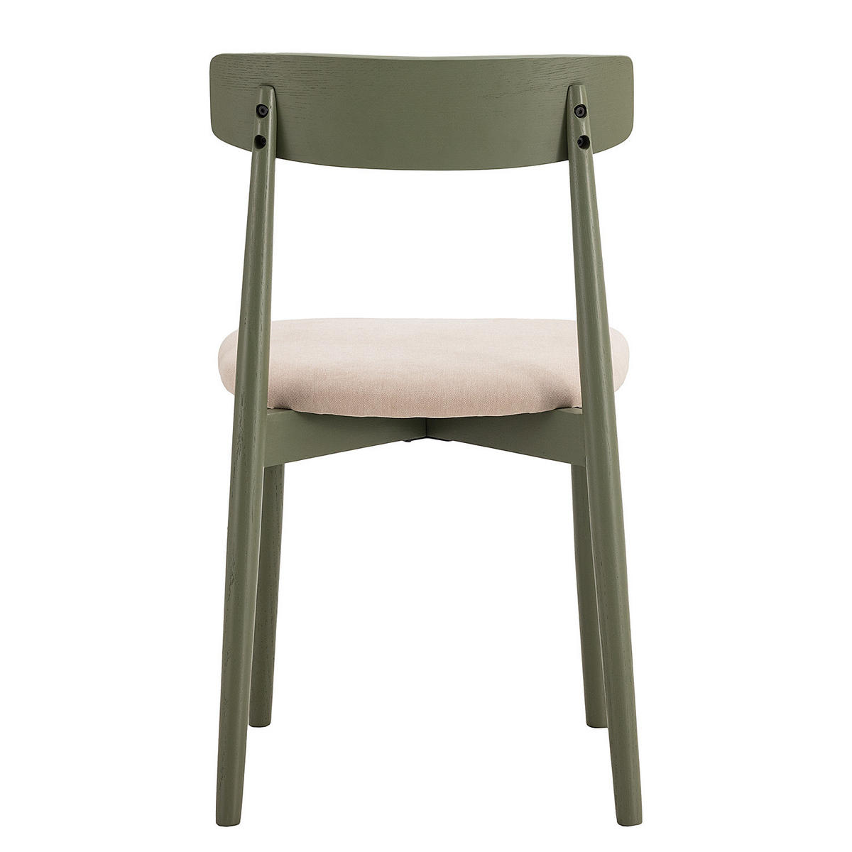 ESSZIMMERSTUHL - Eiche massiv / Webstoff, 2er-Set - Beige/Olivgrün, Holz (47/78/51cm) - home24