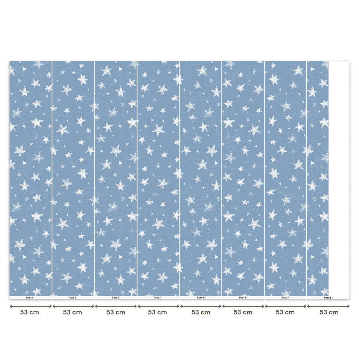 KINDERTAPETE - Sterne - Muster - Blau - 400x300 cm - Hellblau, Papier (400/300cm) - OnlyWow