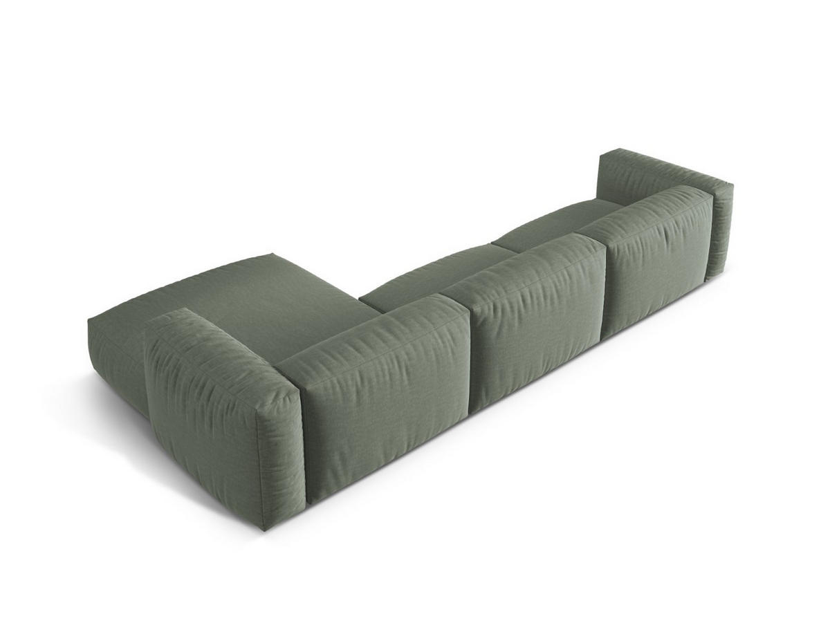 ECKSOFA modular rechts Martina aus strukturiertem Stoff moosgrün 3 Sitzplätze - Salbeigrün, Textil (176/332cm) - Micadoni