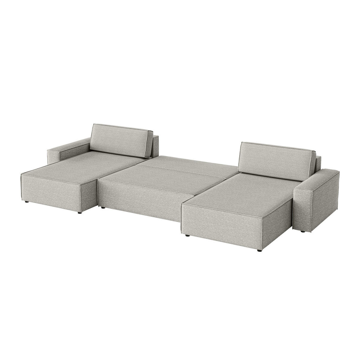 WOHNLANDSCHAFT Lummo U mit Schlaffunktion, Grau - Grau, Textil (386/70/185cm) - Fedve