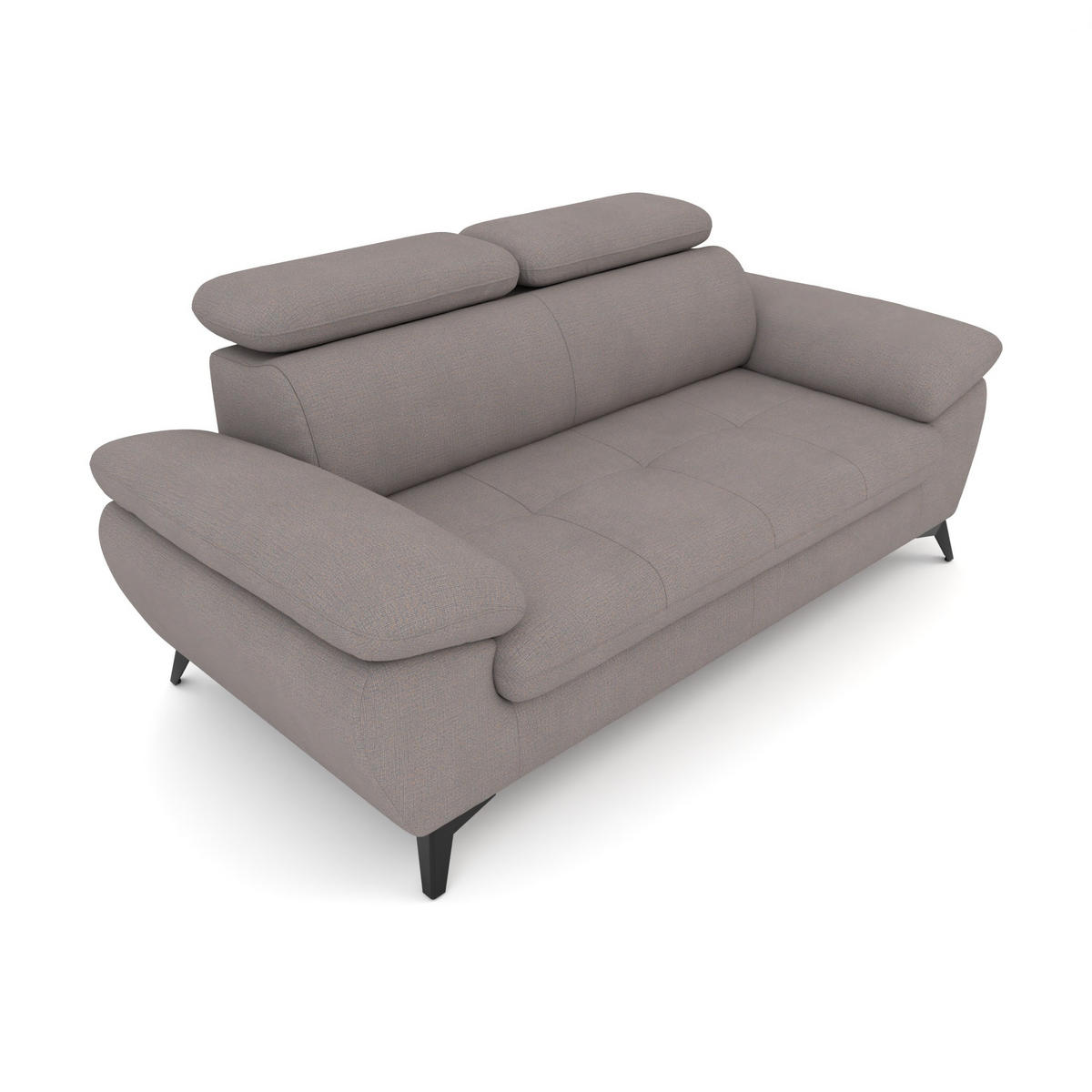 2,5-SITZER Karlstad Chenille Braun verstell. Kopfstützen B 194 cm - Graubraun, Kunststoff/Textil (194/84/100cm) - foamnova