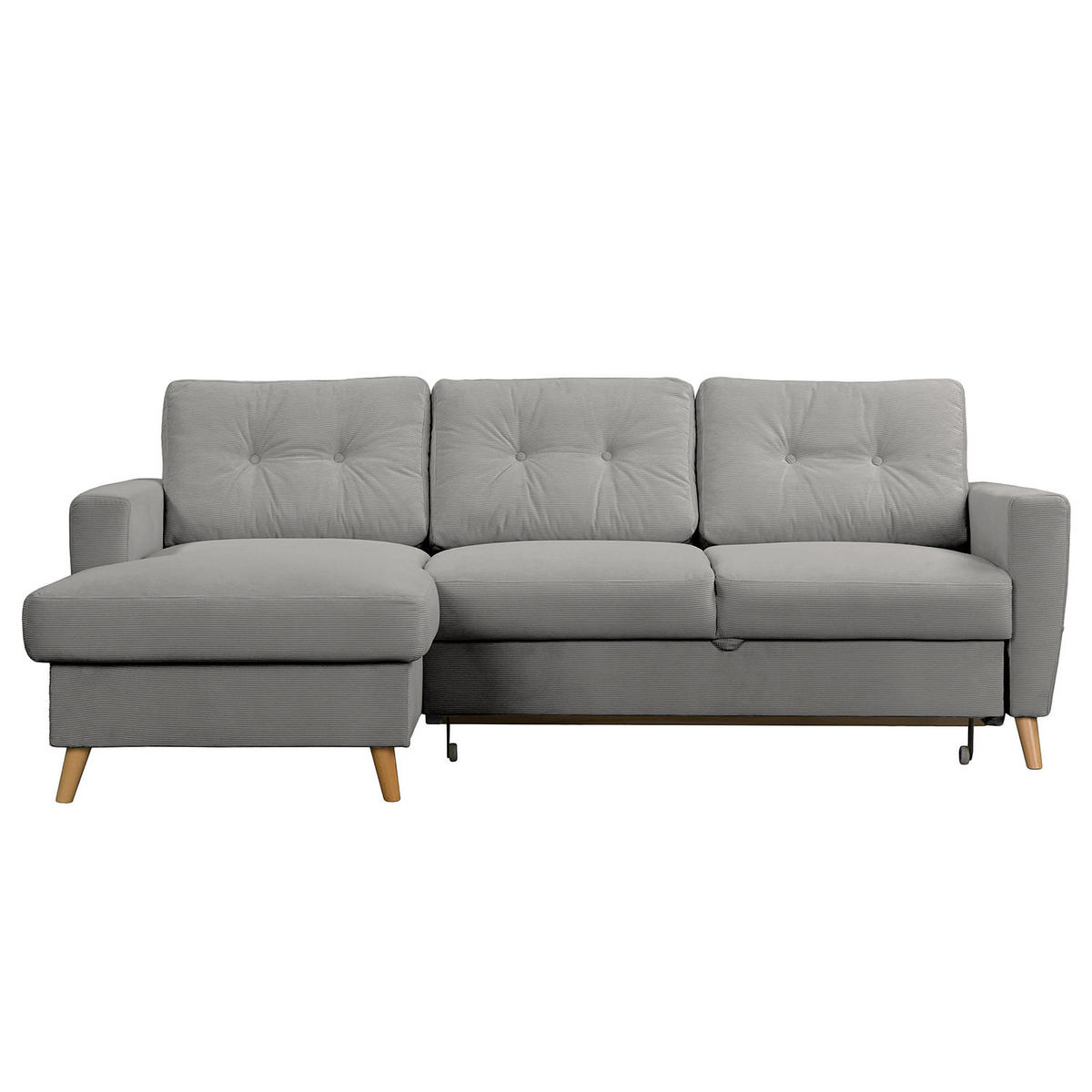 ECKSOFA mit Longchair - Braun/Grau, Holz/Textil (223/148cm) - home24