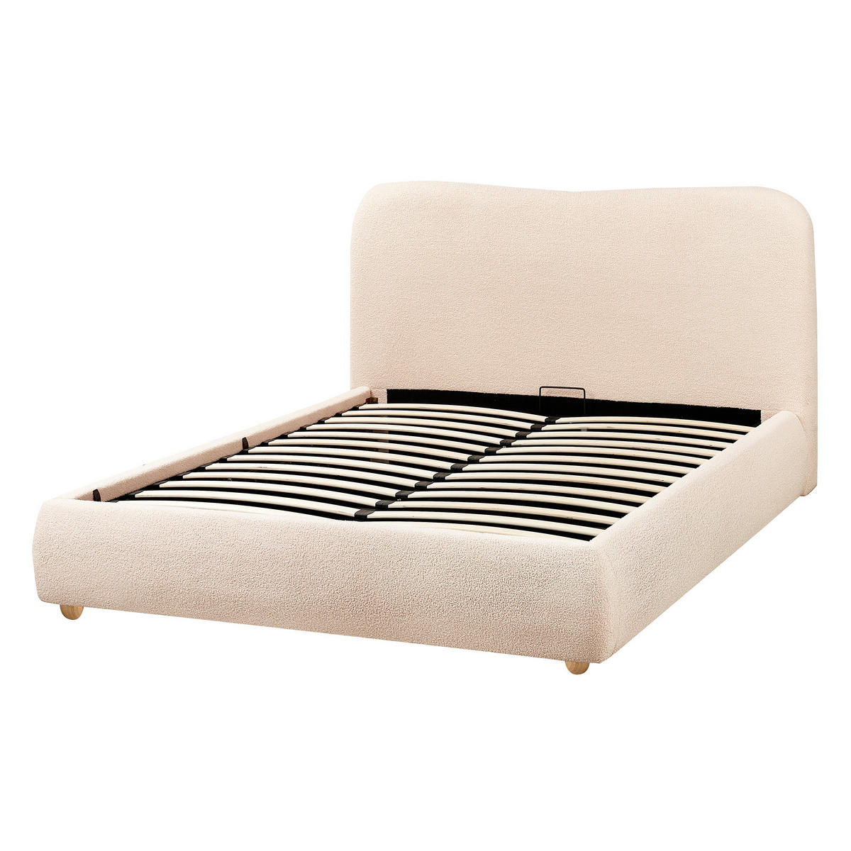 POSTEL s úložným prostorem 140/200 cm Bouclé Světle hnědá Blagnac - světle hnědá, textil (140/200cm) - Beliani