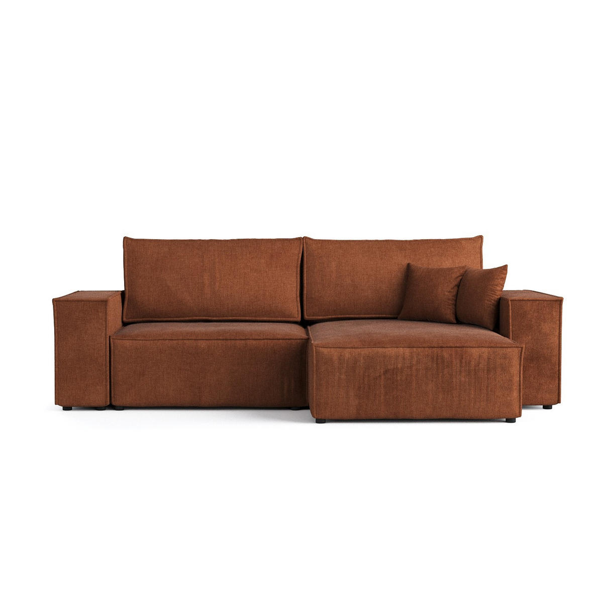 ECKSOFA CAVO mit Schlaffunktion Kupfer im Wind Stoff - Schwarz/Kupferfarben, Holz/Holzwerkstoff (255/148cm) - AltaBeds