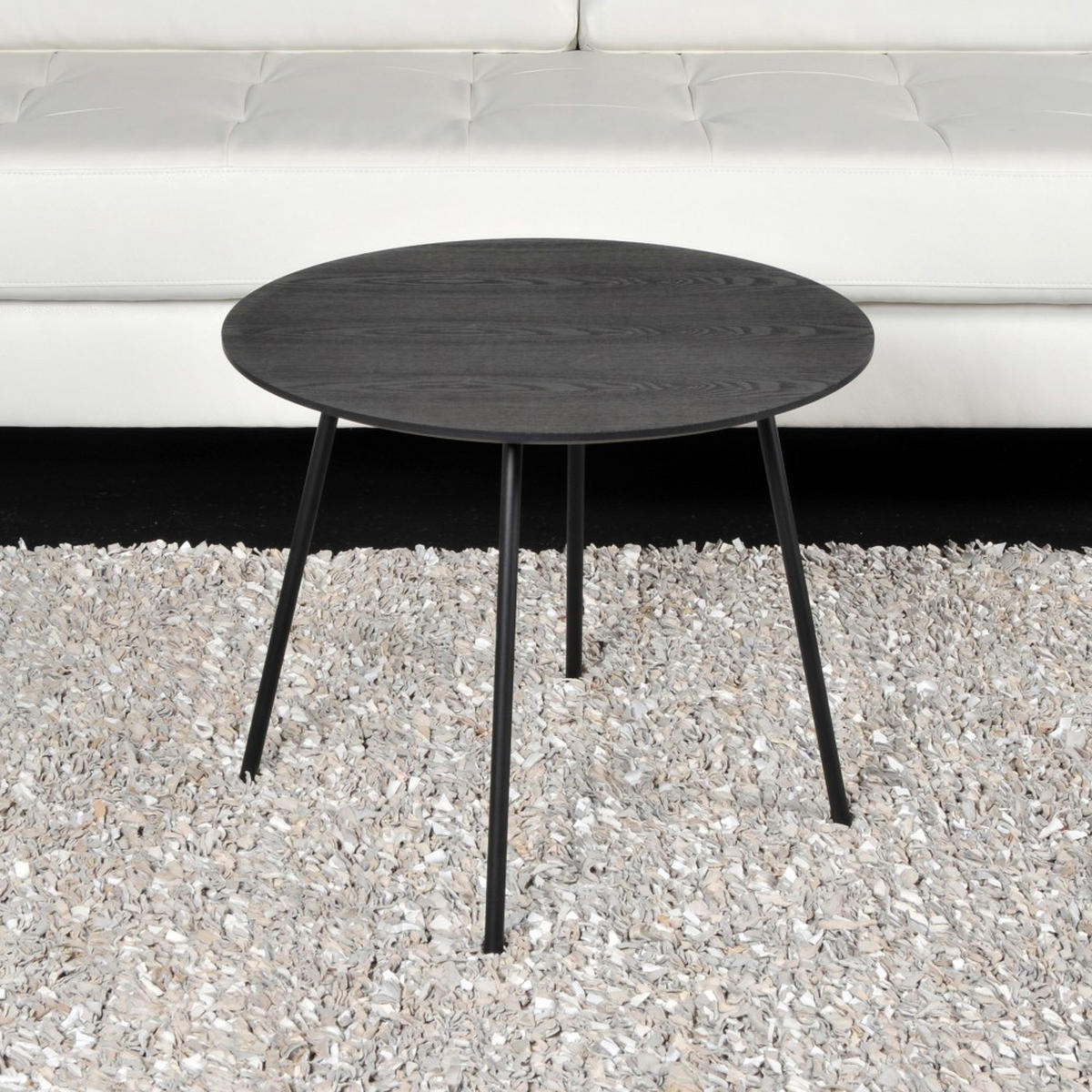 COUCHTISCH LYRA Durchmesser 55cm / Eiche Schwarz - Schwarz, Holzwerkstoff (55/55/45cm) - Weber Industries