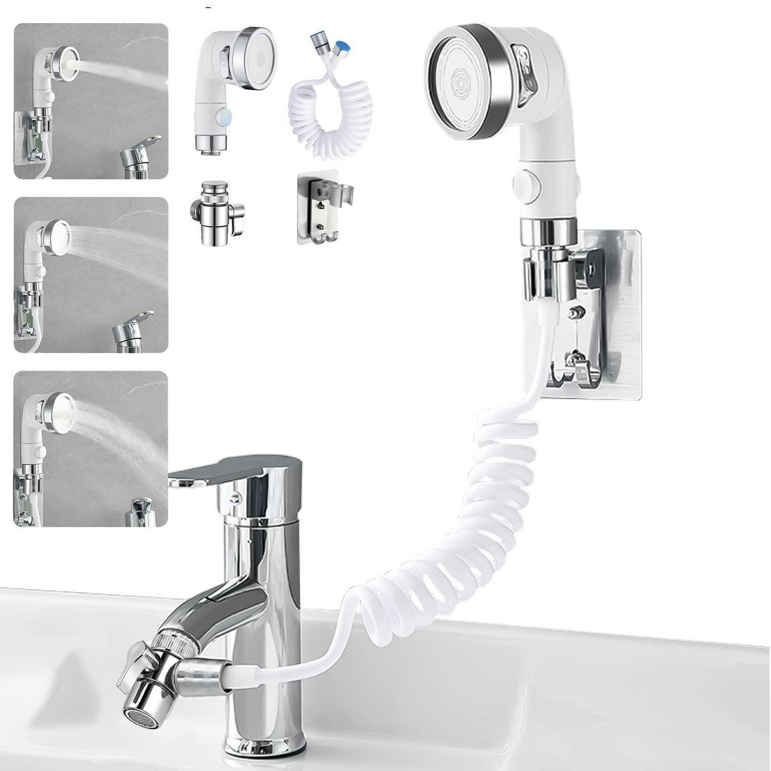 WASCHBECKEN-DUSCHKOPF-SET Weiß - Weiß, Kunststoff (6/12.7/14cm)