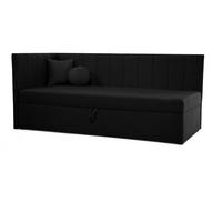 SCHLAFSOFA Rafi, Eckbett mit Bettkasten, 90x200 cm, Schwarz - Schwarz, Textil (209/94/102cm) - Beautysofa