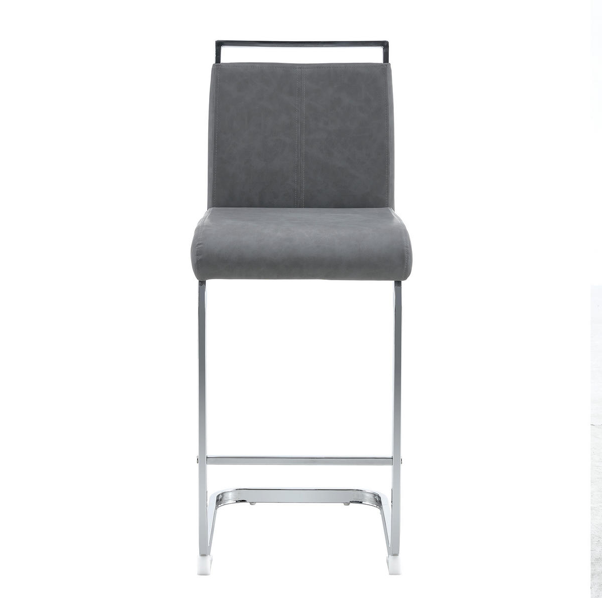 BARHOCKER 2er-Set 96,5 cm Dunkelgrau mit PU-Bezug - Dunkelgrau, Metall (46.5/96.5/38.9cm) - MIVRAY