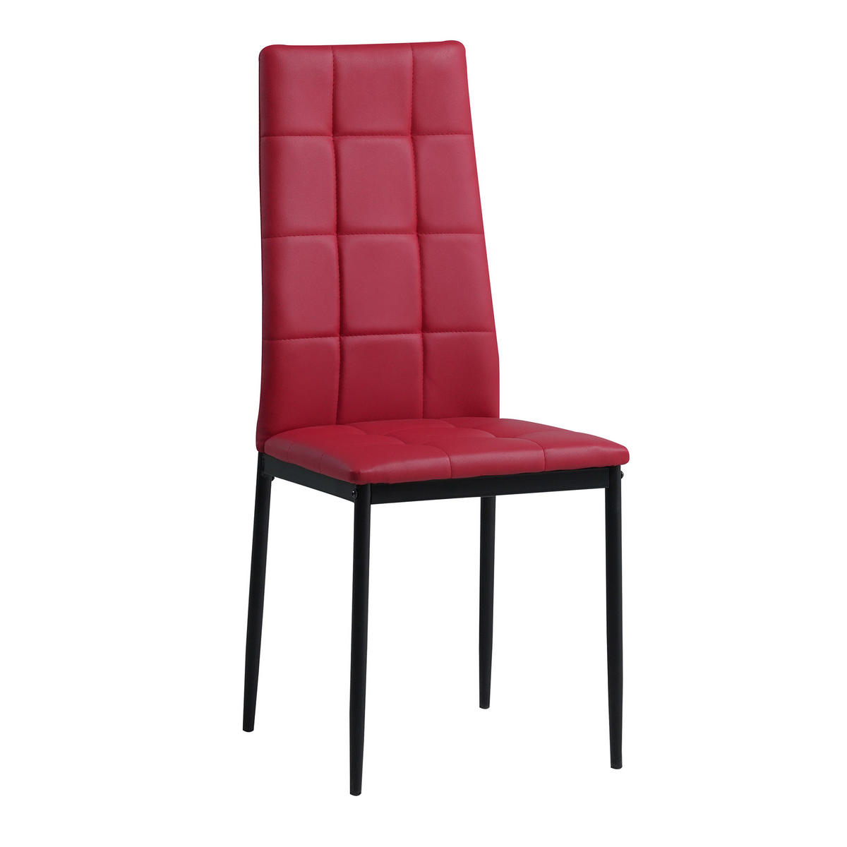 STUHL RIMINI Lederimitat Metallbeine 4er Set Rot - Rot, Kunststoff/Metall (41/97/38cm) - Albatros