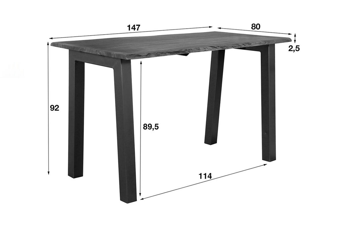 BARTISCH ERGEA Holz Akazie - Schwarz/Braun, Holz/Metall (80/92/147cm) - KAWOLA