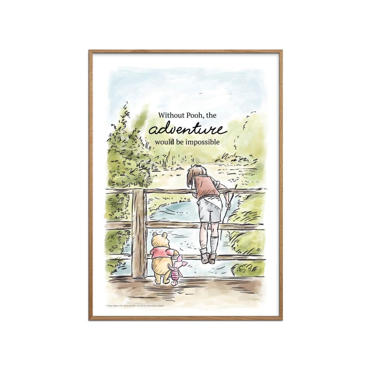 POSTER mit Rahmen Disney - Winnie the Pooh Makes It Possible - Eichefarben/Multicolor, Holz/Papier (50/70cm) - Poster&Frame