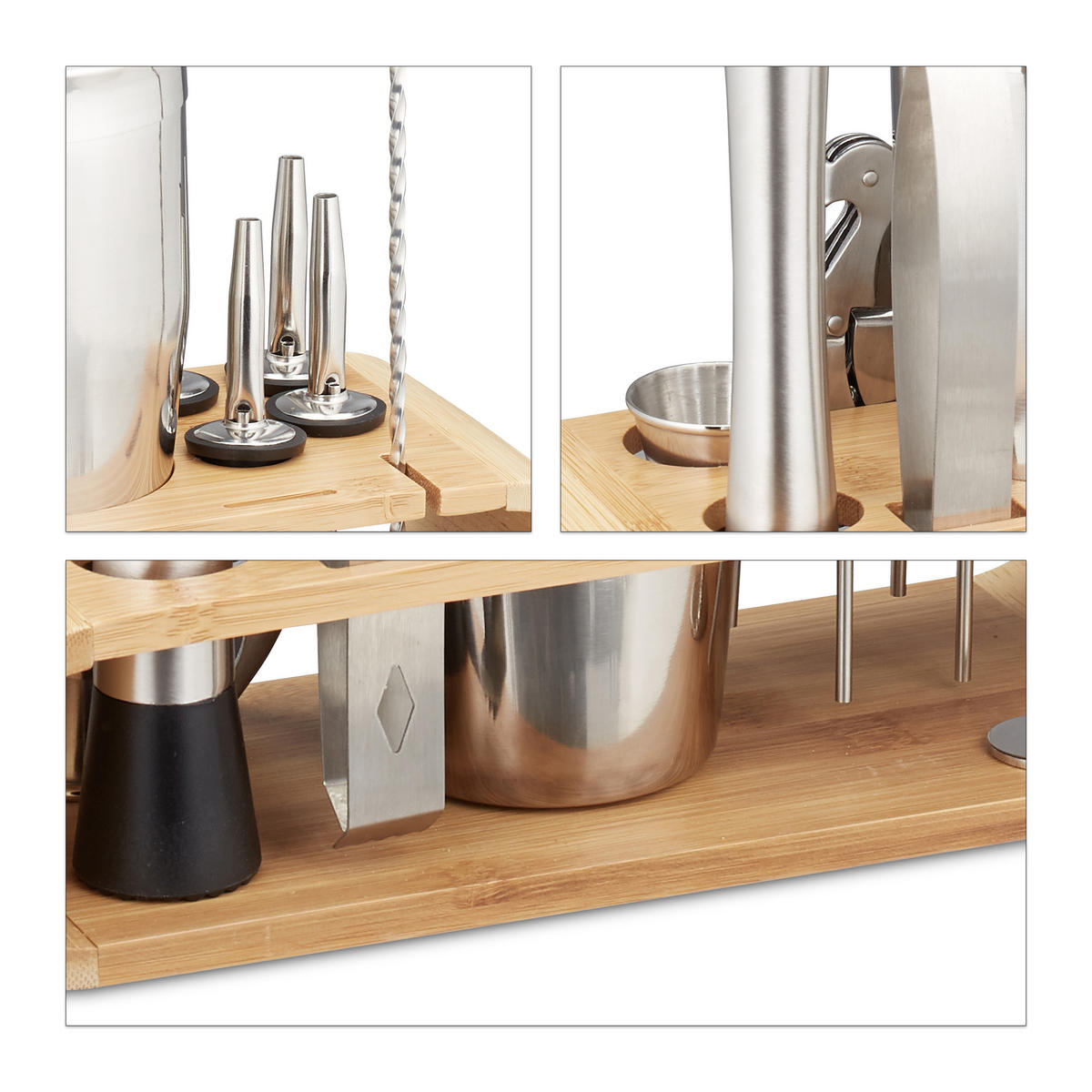 KOKTAILOVÝ set - viacfarebná, kov/drevo (27.5/25.5/10.5cm) - Relaxdays