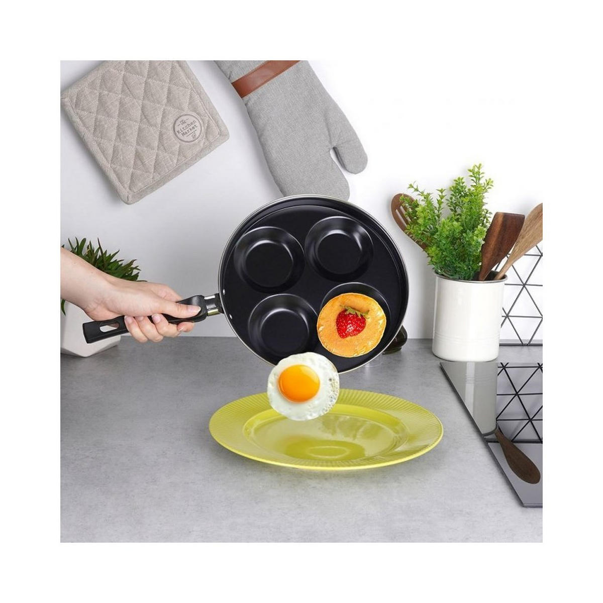 BRATPFANNE für Spiegeleier und Pfannkuchen 25cm 48743 - Schwarz, Metall (25cm) - Orion 