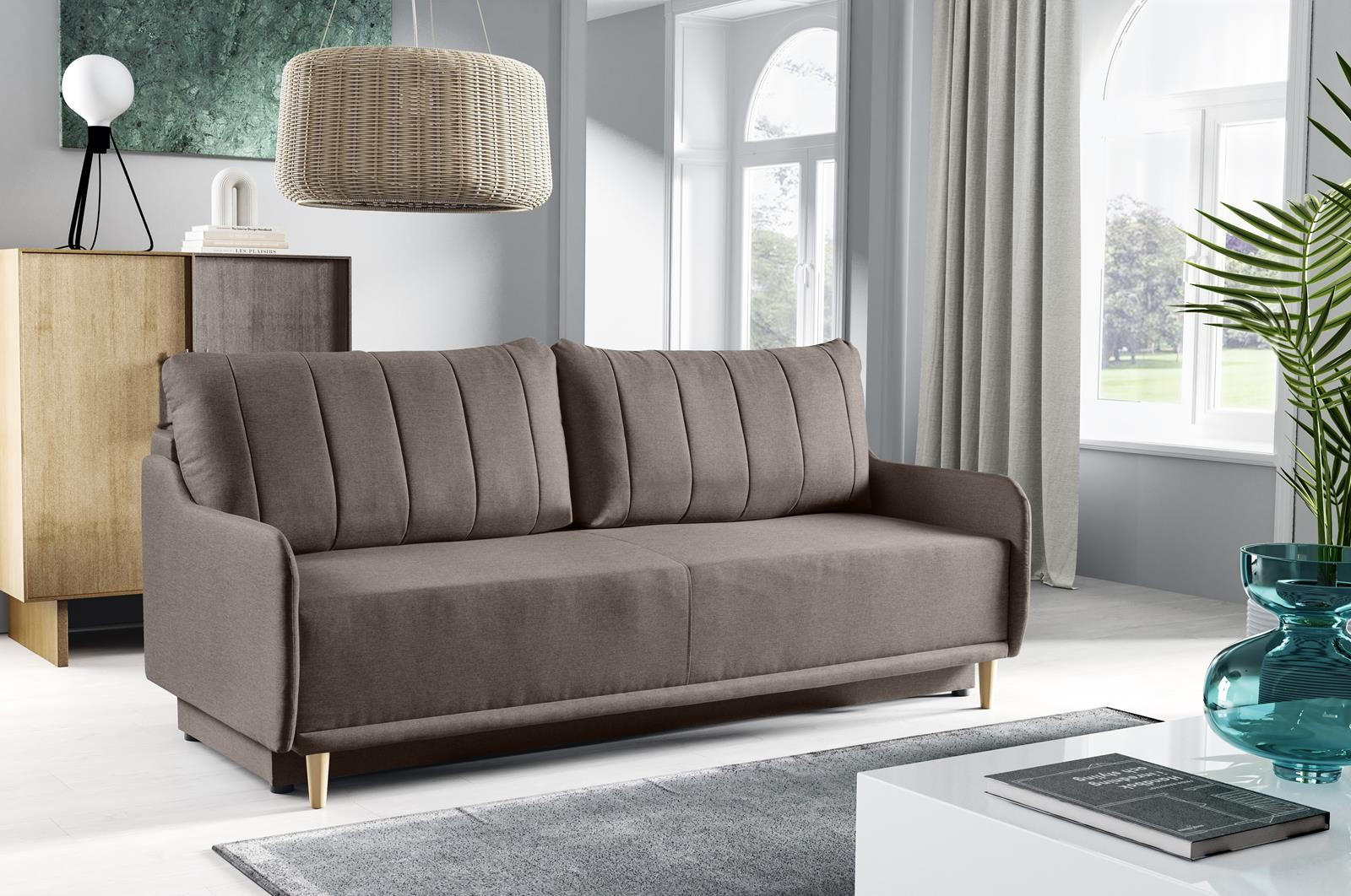 SCHLAFSCHLAFSOFA Moris, Braun - Braun, Textil (217/88/99cm) - Bettso