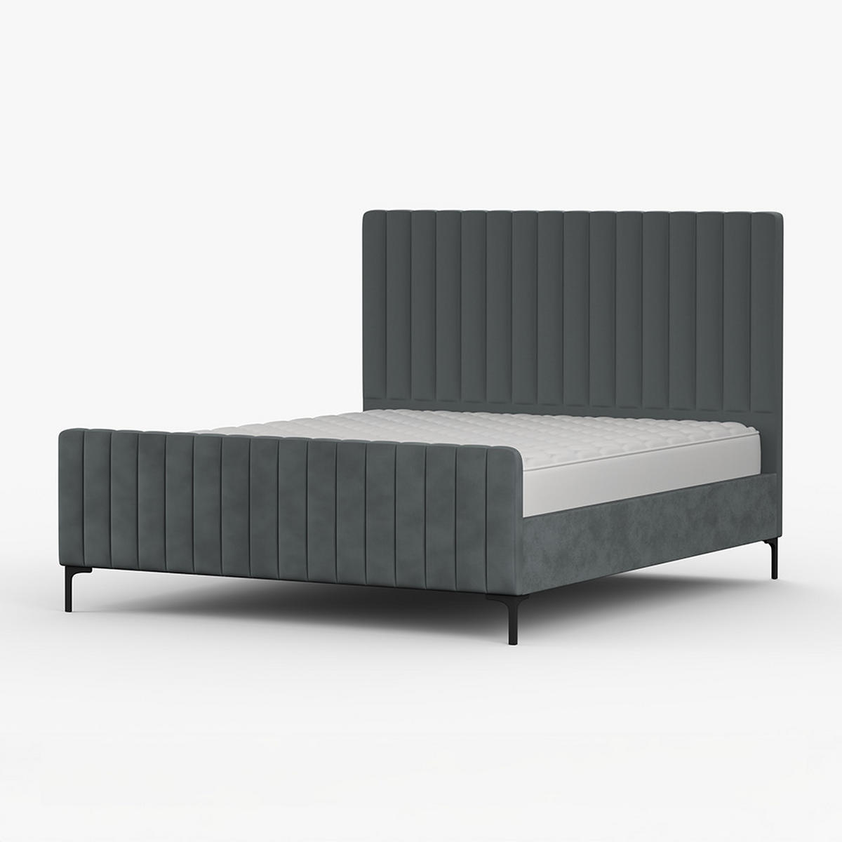 POLSTERBETT AURORA, Lattenrost, ohne Bettkasten, gepolsterte Kopfstütze 160/200 in Grau - Schwarz/Grau, Holz/Textil (160/200cm) - imoebel24