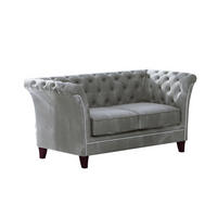 CHESTERFIELD-SOFA 2-Sitzer Fusion Grau Samt - Braun/Grau, Holz/Textil (175/75/82cm) - S-Style Möbel