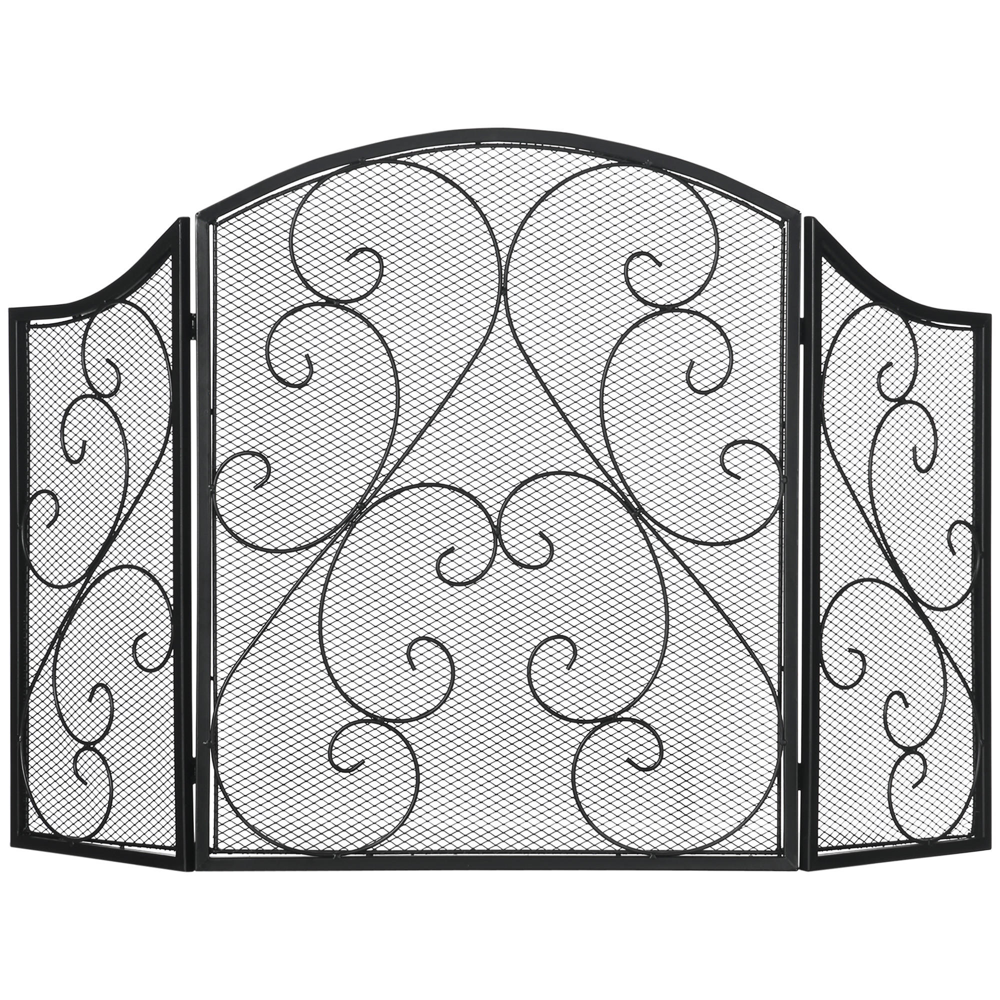 KAMINGITTER, im Vintage-Design für Wohnzimmer, Metall, Schwarz - Schwarz, Metall (31/81/66cm) - HOMCOM