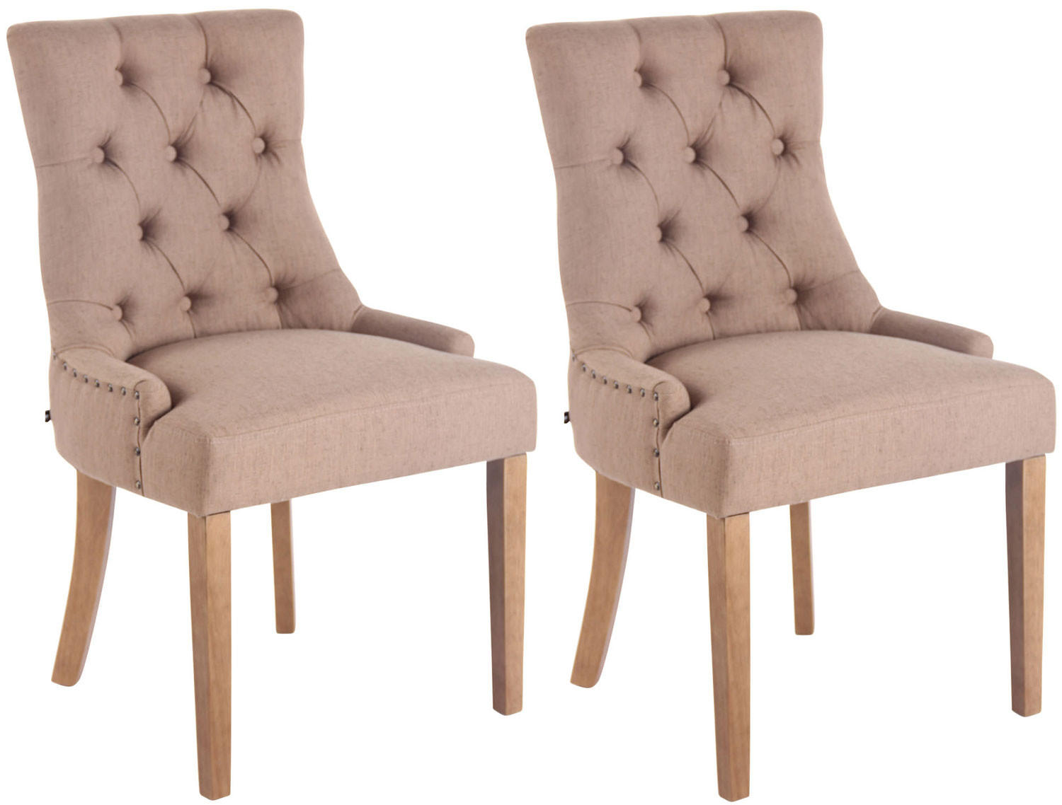 WOHNZIMMERSTUHL 2er Set Stoff taupe - Taupe/Naturfarben, Holz/Textil (55/92/58cm) - CLP