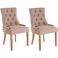 WOHNZIMMERSTUHL 2er Set Stoff taupe - Taupe/Naturfarben, Holz/Textil (55/92/58cm) - CLP