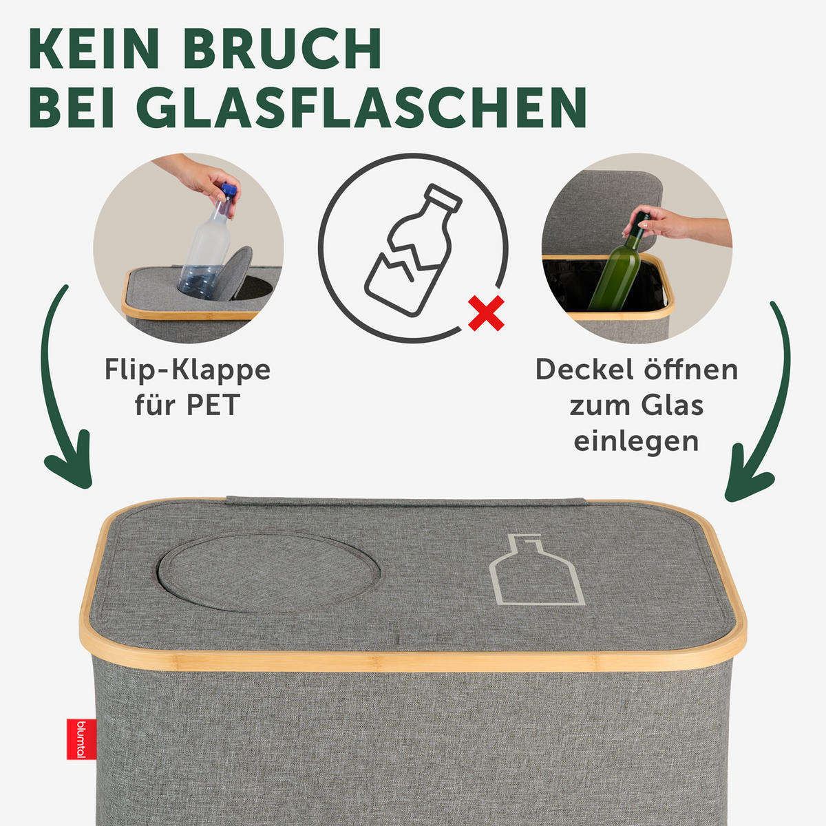 PFANDFLASCHEN-SAMMELBEHÄLTER 150L Grau (2 Fächer) - Grau, Kunststoff (37/4/57cm) - Blumtal