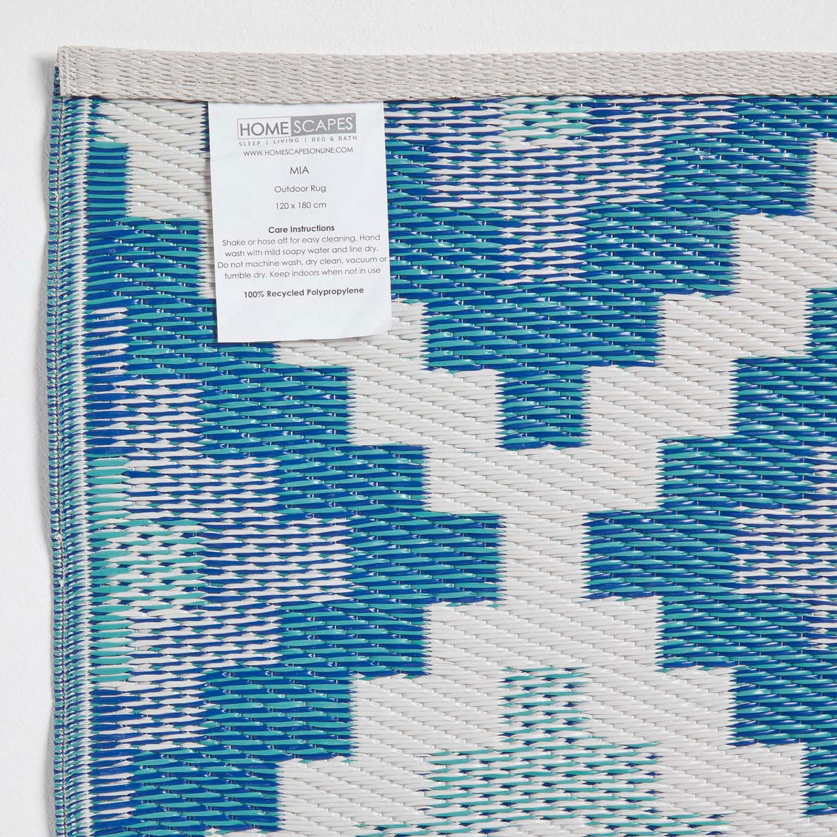 OUTDOORTEPPICH-LÄUFER Mia, geometrisch gemustert 75/200 cm - Blau, Kunststoff (75/200cm) - Homescapes