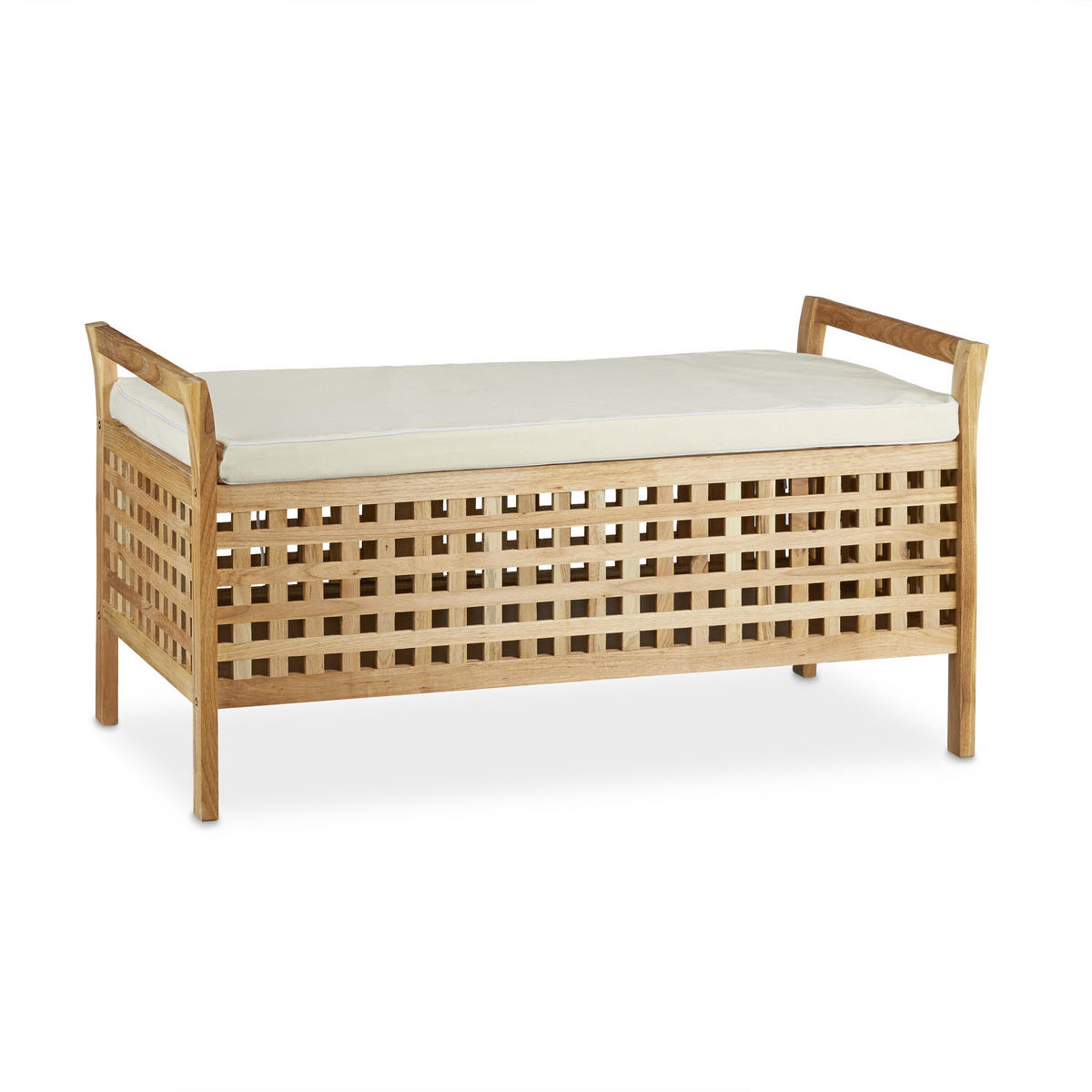 SITZBANK - Hellbraun, Holz/Textil (92.6/46.5/49cm) - Relaxdays