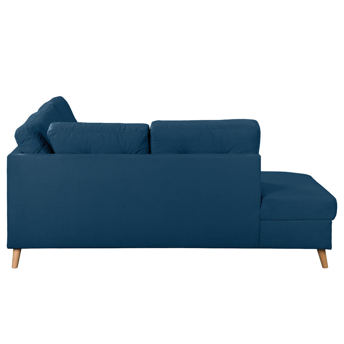 ECKSOFA mit Ottomane - Blau/Braun, Holz/Textil (230/200cm) - home24