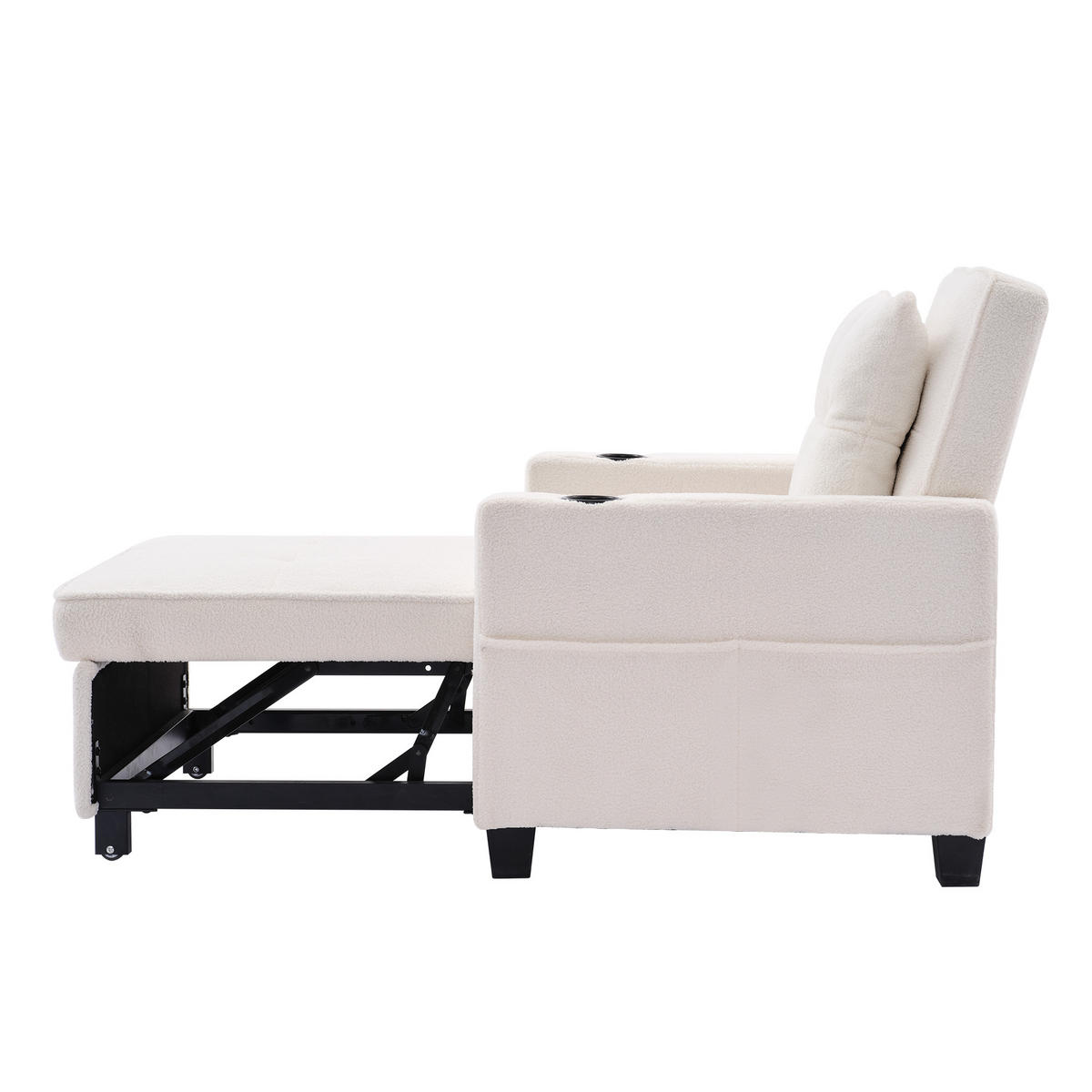 SCHLAFSESSEL DE-35012 3-in-1 mit USB und Getränkehaltern Weiß - Weiß, Metall (87/84/74cm) - ComfortXL