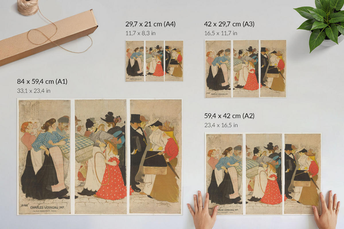 POSTER - 42x29 cm (A3) - Théophile Steinlen - Menschen auf der Straße - Rot, Textil (42/29.7/0.1cm) - TULUP