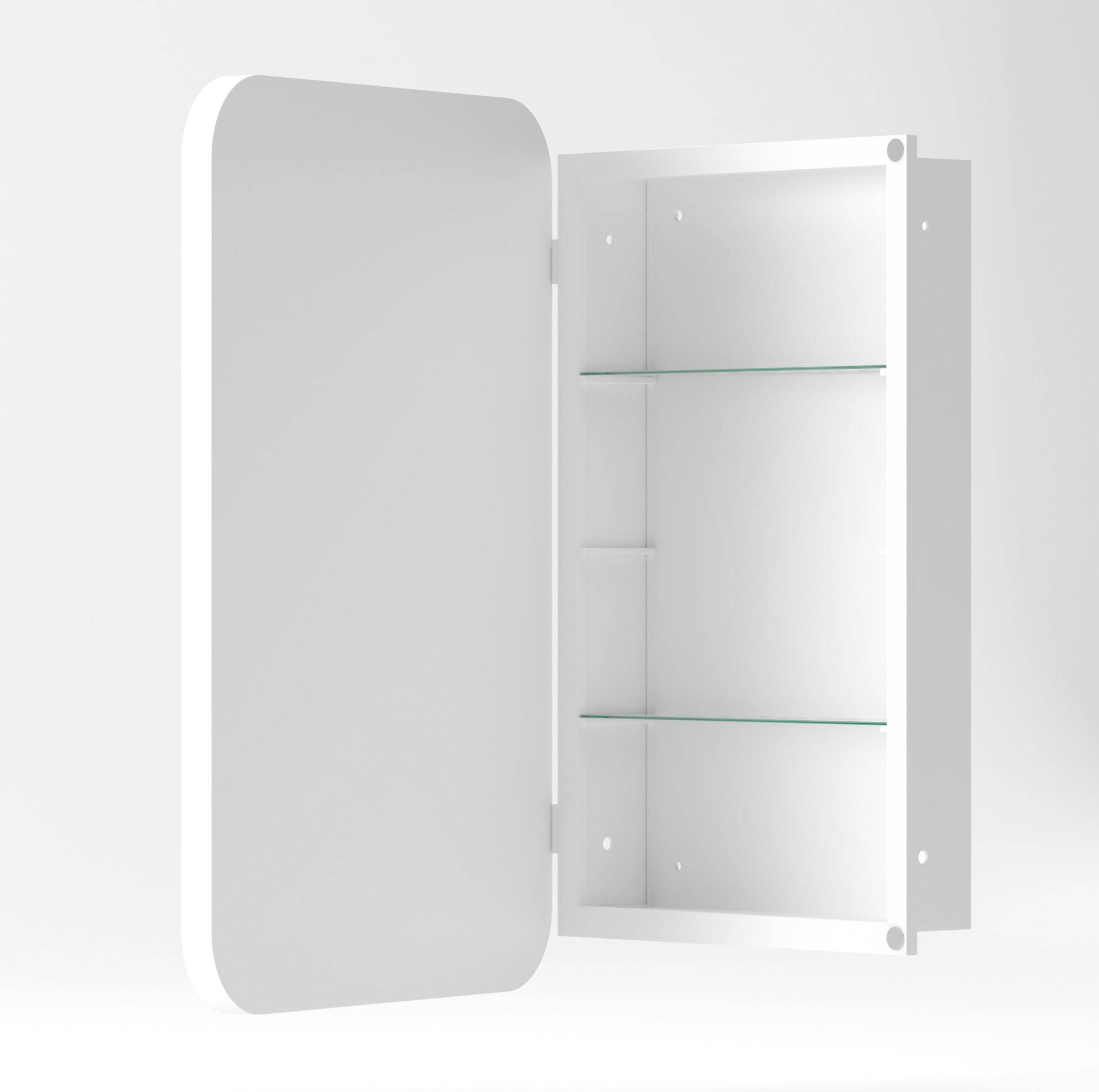 SPIEGELSCHRANK 76x51x12cm Weiß mit Aufbewahrung - Wandspiegel für Badezimmer - Weiß, Glas (76/12/51cm) - Modfu