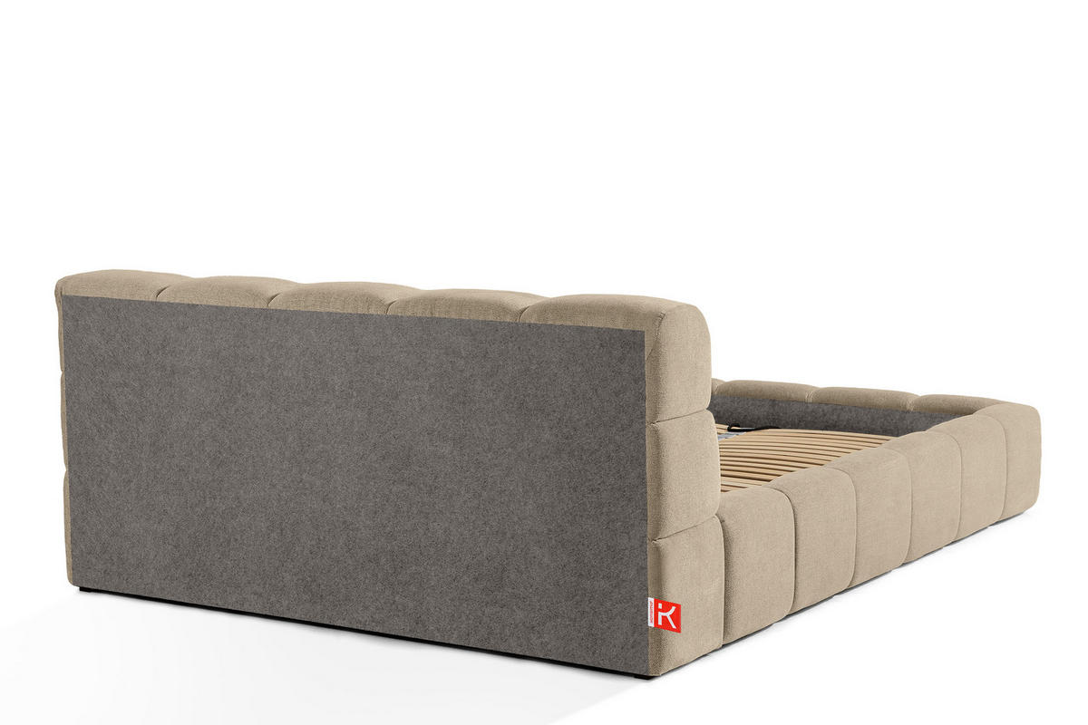 POLSTERBETT AERI 140/160/180/200 mit Rahmen und Bettkasten, beige - Beige, Holz/Holzwerkstoff (160/200cm) - KONSIMO®