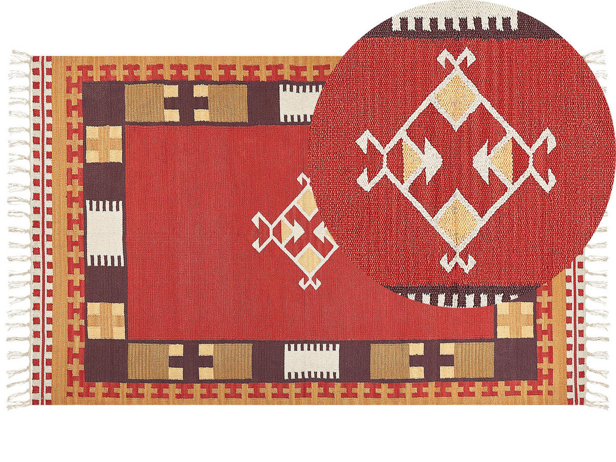 KELIM-TEPPICH Parakar 200/140 cm - Multicolor, Textil (140/200cm) - Beliani