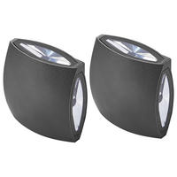 AUSSENWANDLEUCHTE 2er Set Schwarz Ramapo - Schwarz, Metall (15/15/4cm) - Beliani