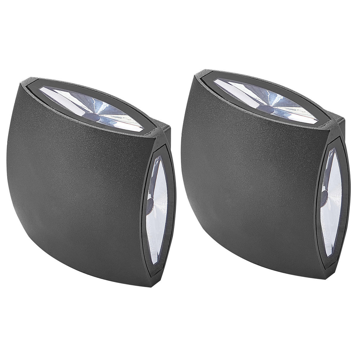 AUSSENWANDLEUCHTE 2er Set Schwarz Ramapo - Schwarz, Metall (15/15/4cm) - Beliani