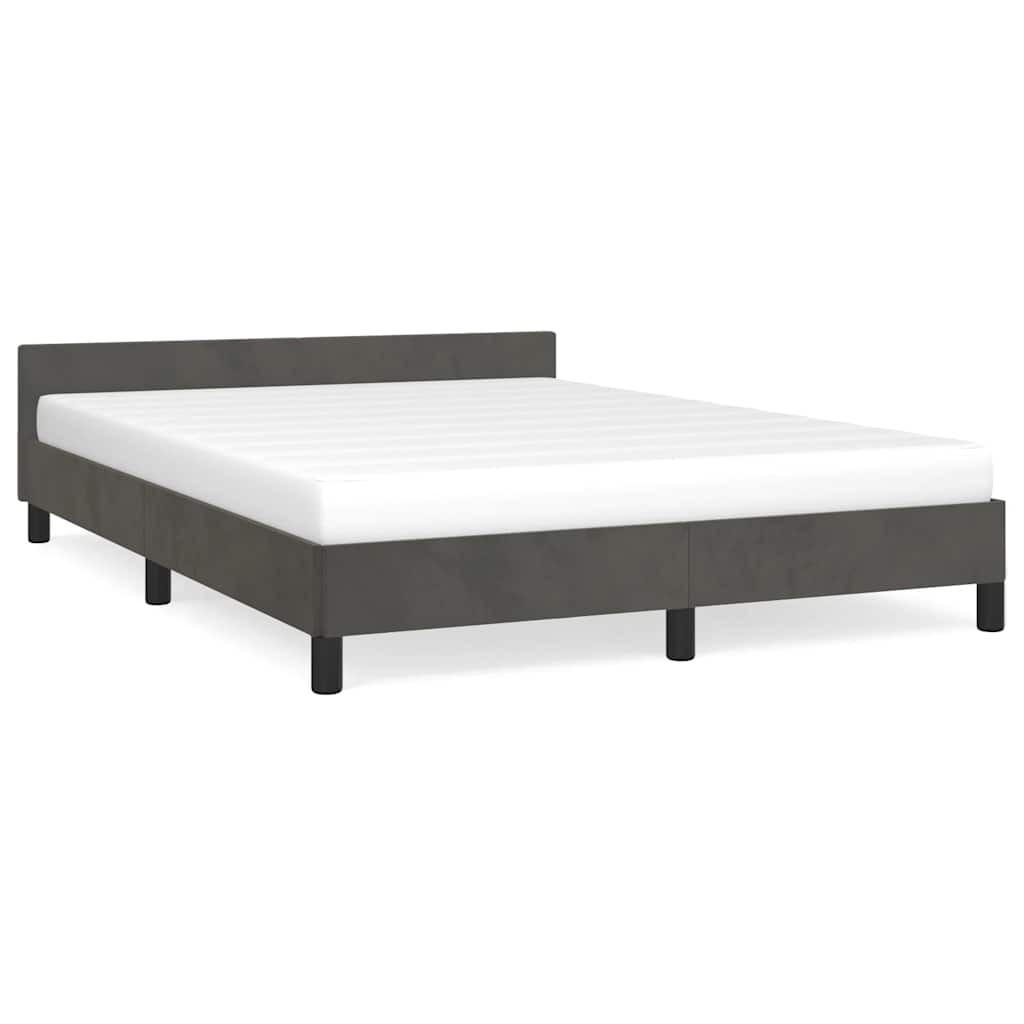 BETTGESTELL Ohne Matratze Dunkelgrau 140/200 Cm Samt - Dunkelgrau, Textil (140/200cm) - vidaXL