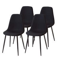 STUHL BARI Stoffbezug Metallbeine 4er Set Schwarz - Schwarz, Textil/Metall (44/87/47cm) - Albatros