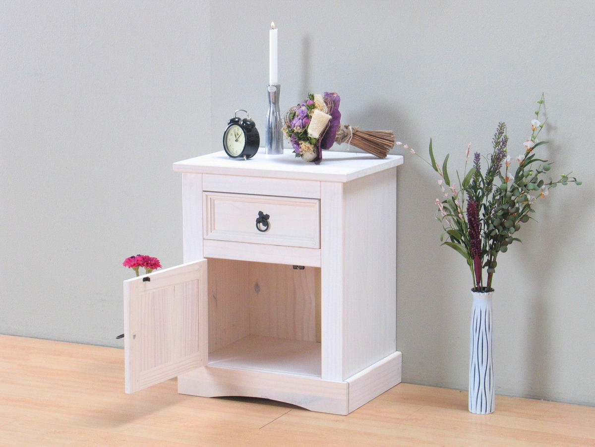 NACHTSCHRANK weiß - Weiß, Holz/Textil (53/66/38cm) - ebuy24