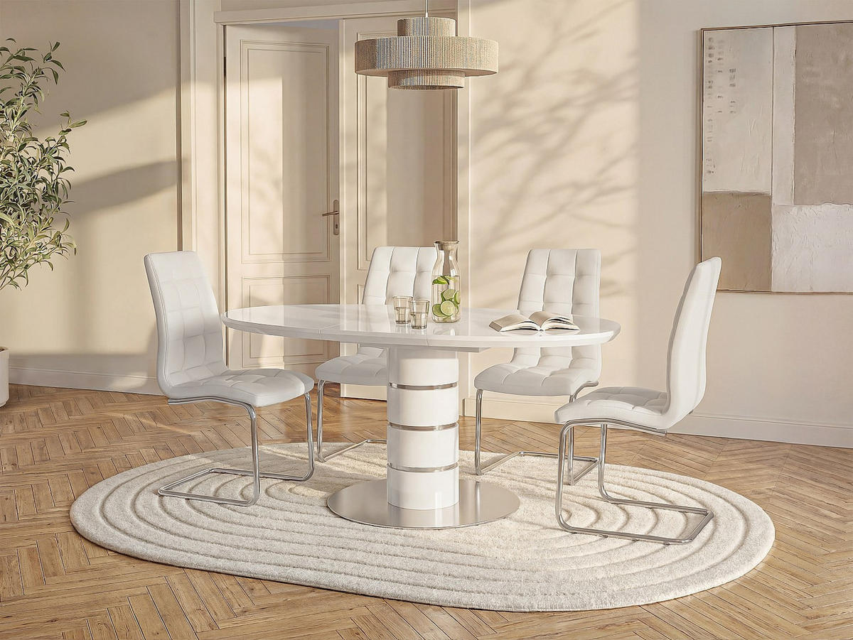 ESSTISCH - 4 Personen, 6 Personen - holz - weiß Cusco - Weiß, Holz/Metall (120/160/76cm) - Vente-Unique