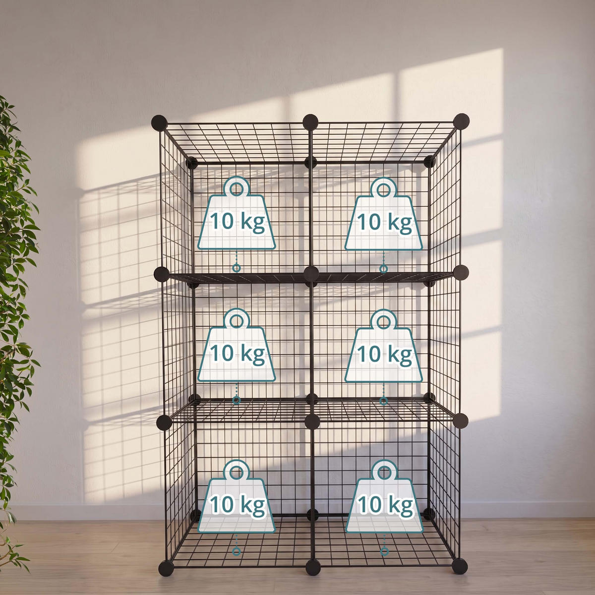 MODULÁRNÍ regál - černá, kov (75/110/37cm) - Relaxdays