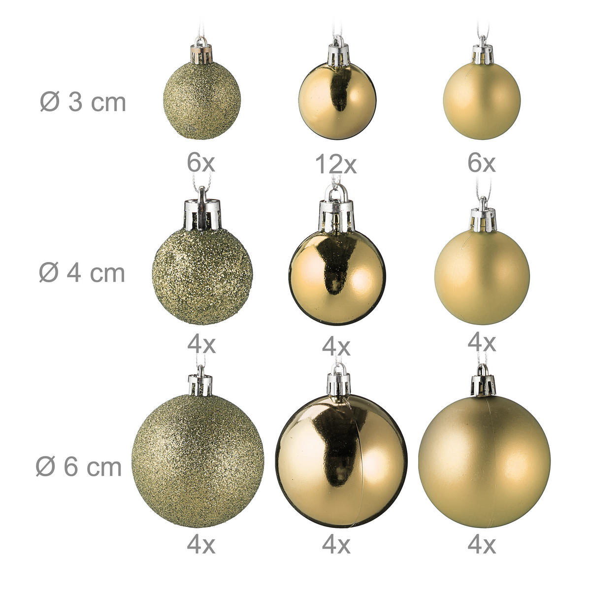 100-TLG.WEIHNACHTSKUGELN-SET - Creme, Kunststoff (30/24/12cm) - Relaxdays