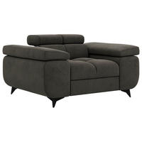SESSEL NIDELLO - Dunkelgrau Velvet - Dunkelgrau/Schwarz, Textil/Metall (130/70/97cm) - MKS