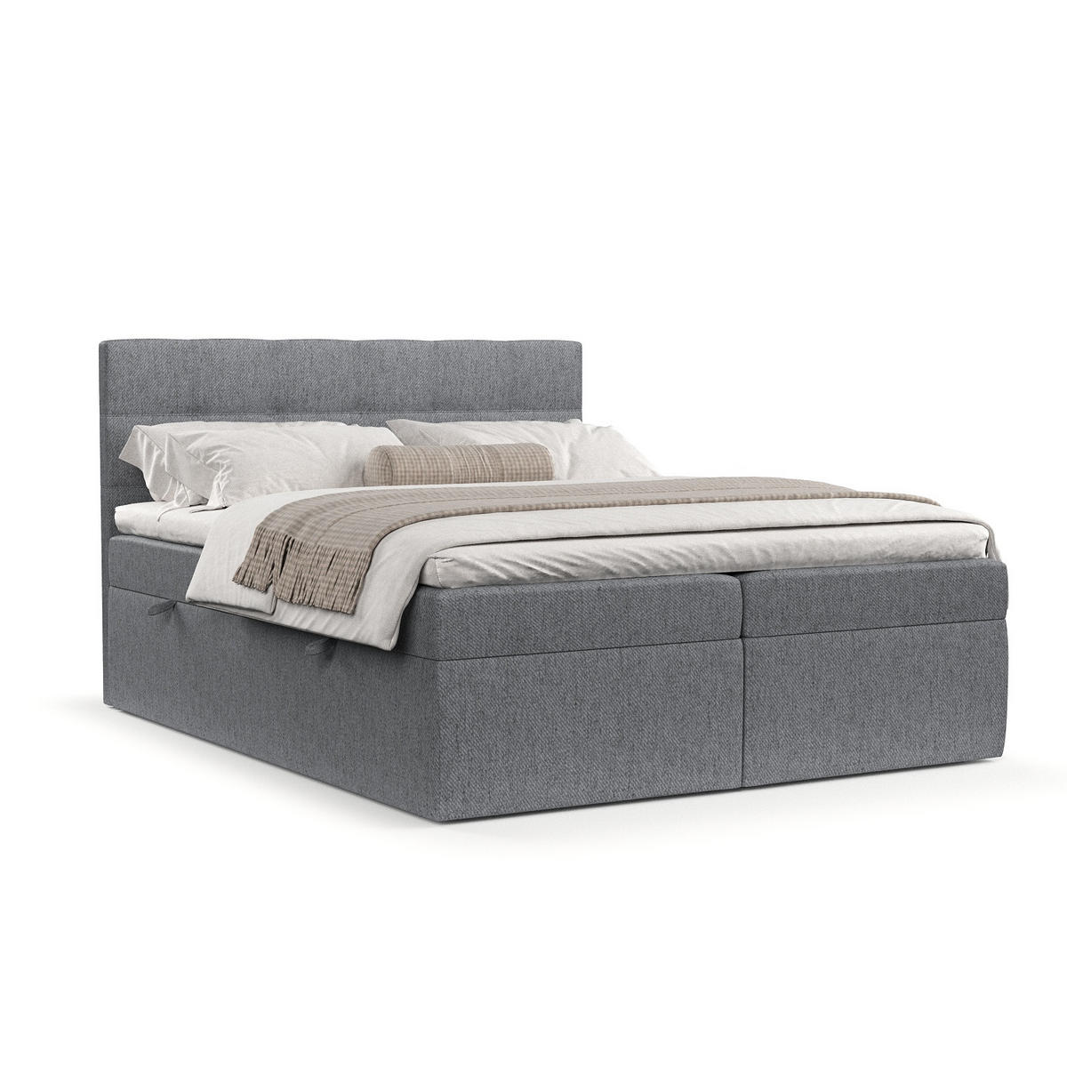 BOXBETT Tari Grau 180/200 cm mit Matratze und Topper - Schwarz/Grau, Holz/Holzwerkstoff (180/200cm) - Maison de Reve