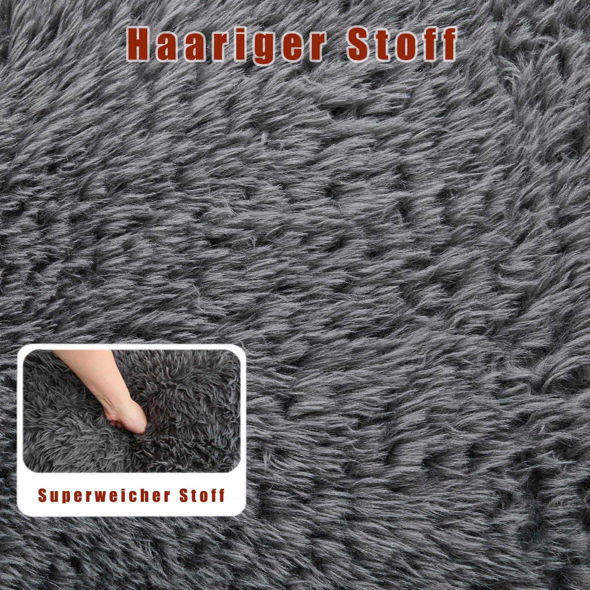 SITZSACK Plüsch Dunkelgrau klappbar und verstellbar - Dunkelgrau, Holzwerkstoff/Textil (89/42/175cm) - WISHDOR